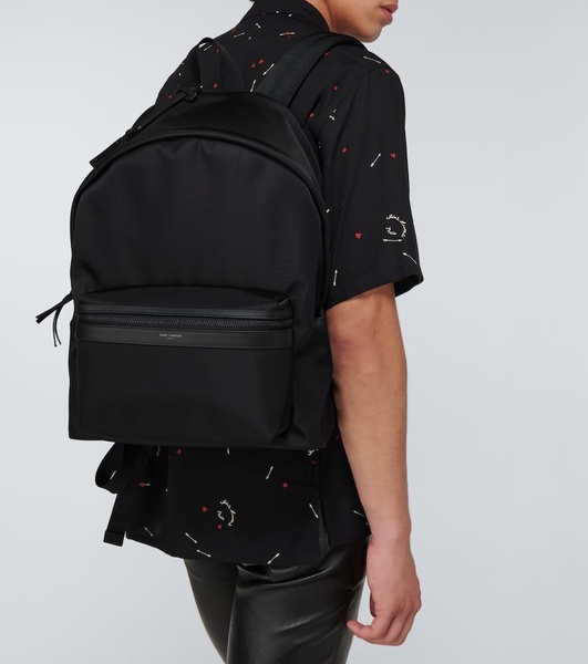 Nylon and leather City backpack