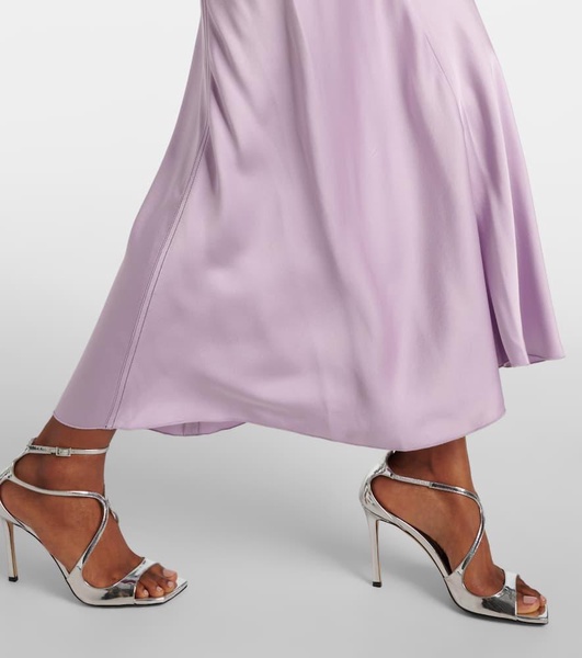 Gathered satin midi dress