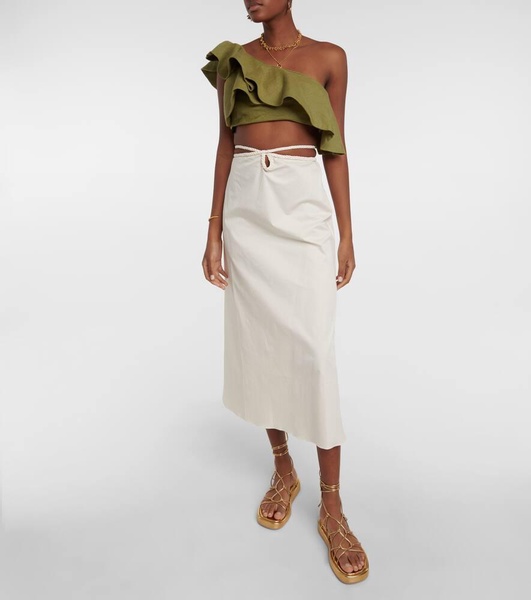 Mother Nature cotton-blend midi skirt