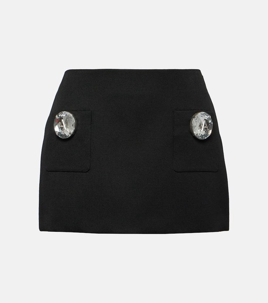 Jumbo crystal-embellished wool miniskirt