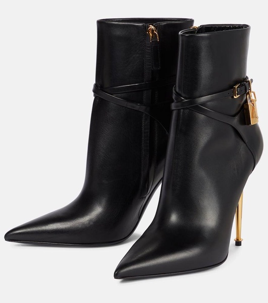 Padlock leather ankle boots