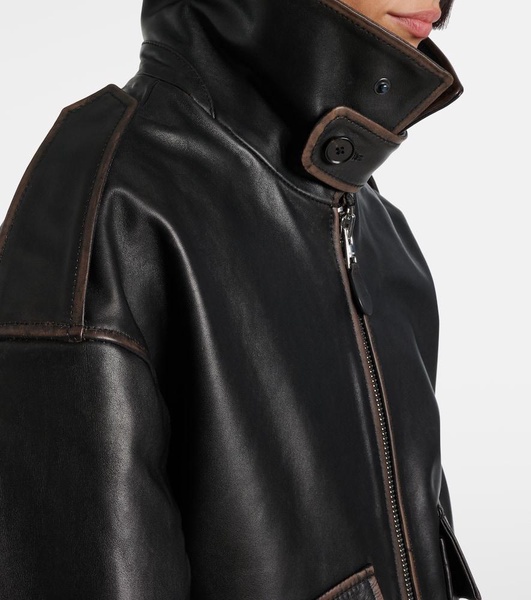 Santiago shearling-trimmed leather jacket