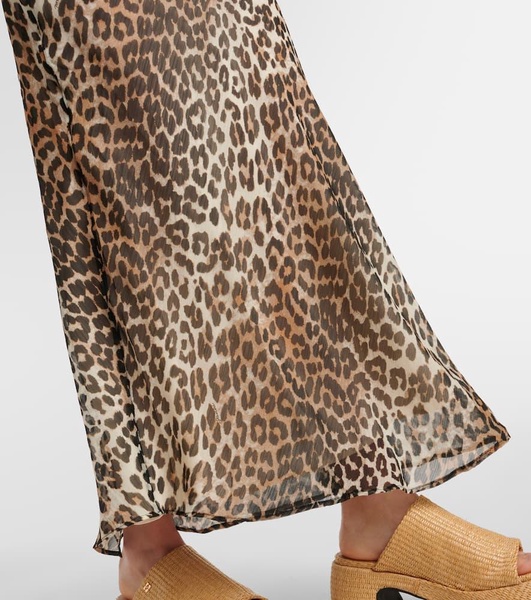 Leopard-print chiffon maxi skirt