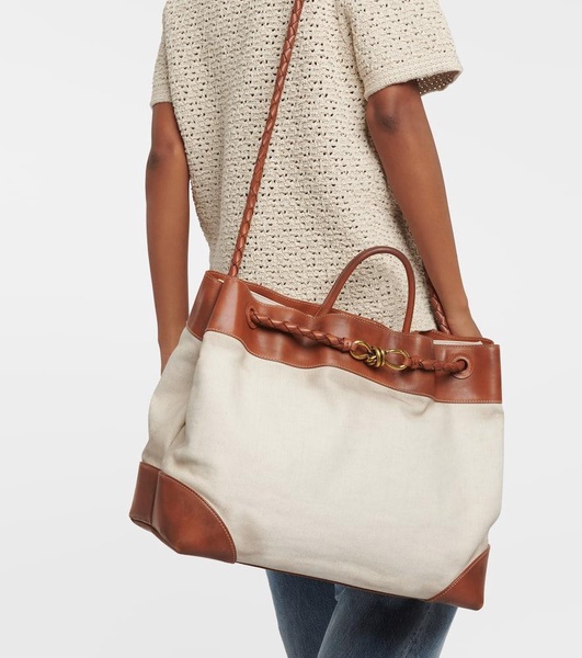 Andiamo Large leather-trimmed canvas tote bag