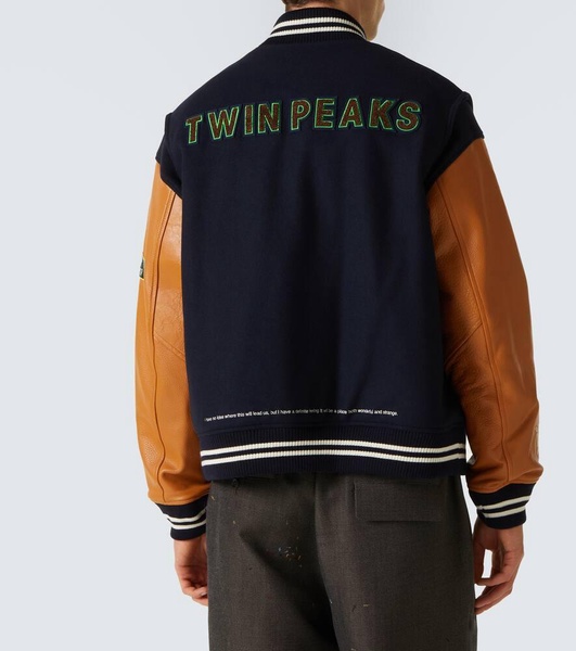 x Twin Peaks® leather-trimmed varsity jacket