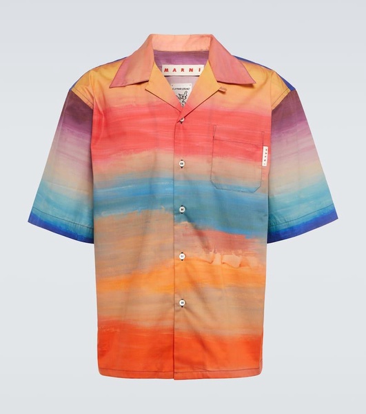 Printed cotton bowling shirt