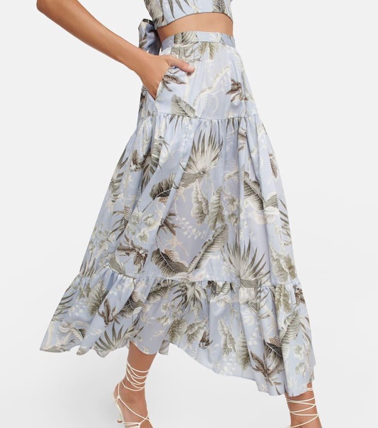 Olympia printed cotton midi skirt