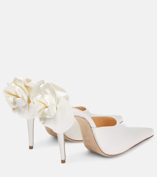 Flower satin mules