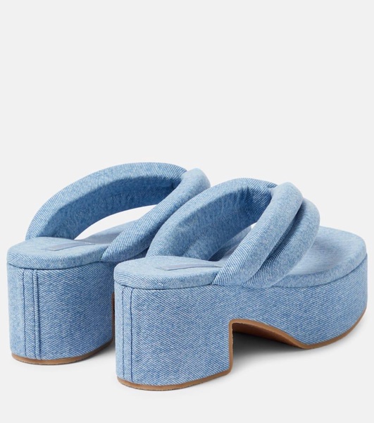 Denim platform thong sandals 