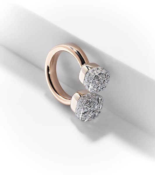 Nudo 18kt rose and white gold ring with diamonds