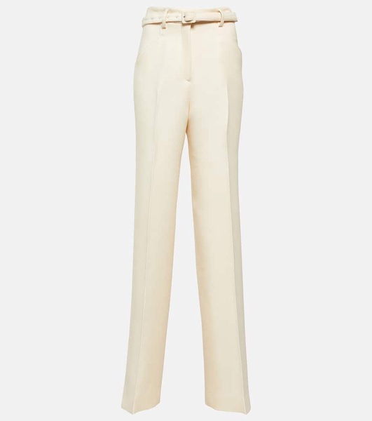 Norman belted wool and silk straight pants