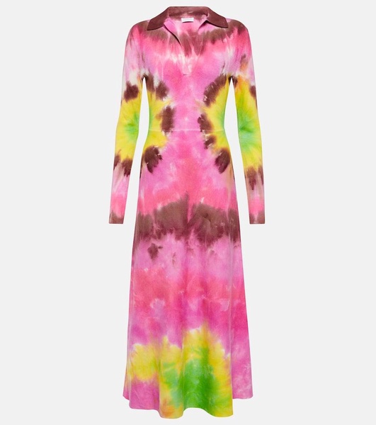 Tie-dye cashmere and silk midi dress