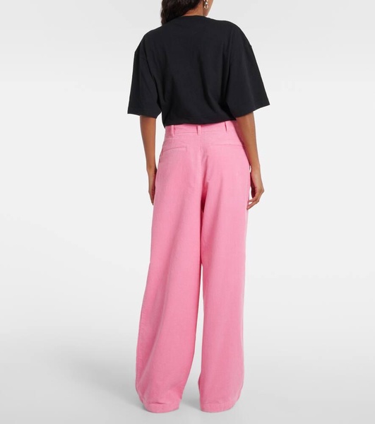 Face cotton corduroy wide-leg pants