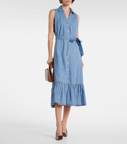 Edwina belted denim midi dress