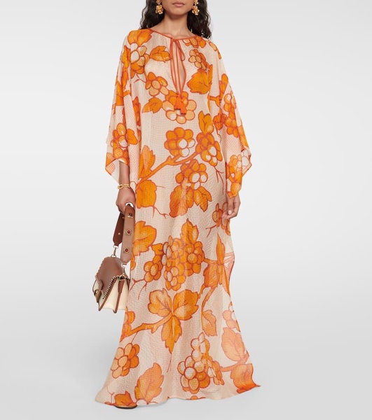 Printed silk kaftan