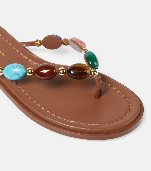 Shanti embellished leather thong sandals