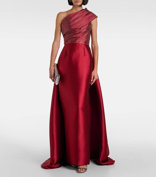 Alba embellished draped satin gown