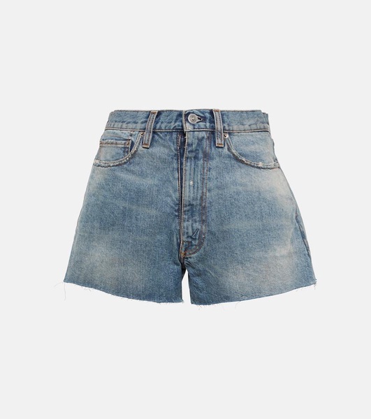 Distressed denim shorts