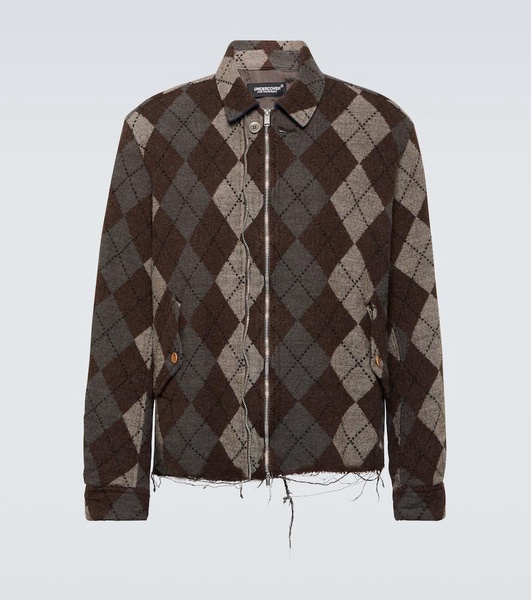 Argyle wool-blend blouson jacket