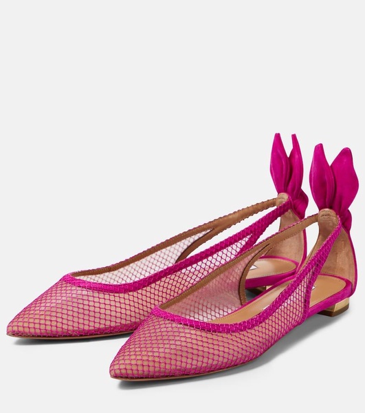 Bow tie mesh ballet flats