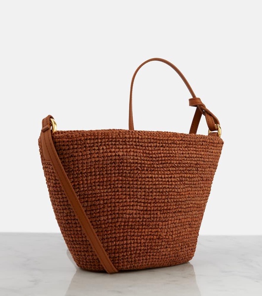 Slit Small raffia basket bag