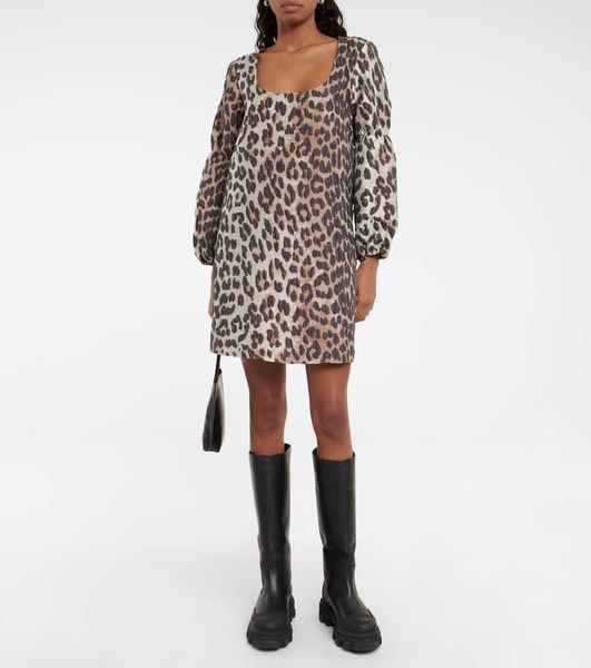 Jacquard leopard-print minidress