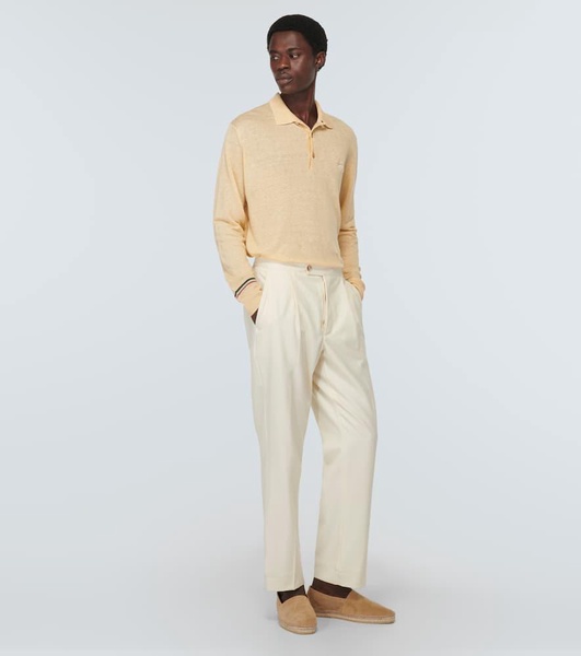 Linen and cotton polo sweater