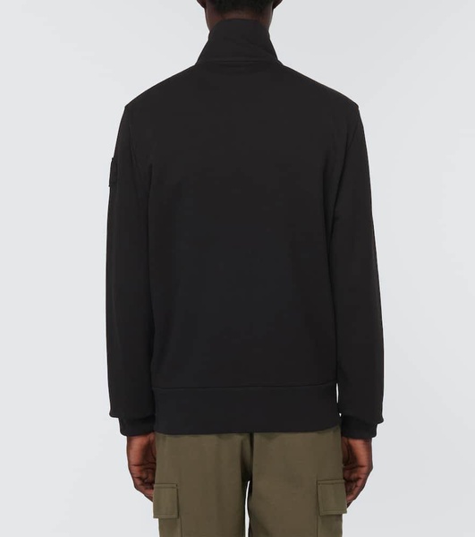 Cotton fleece zip-up sweater