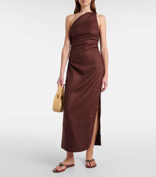 Jomana one-shoulder linen midi dress