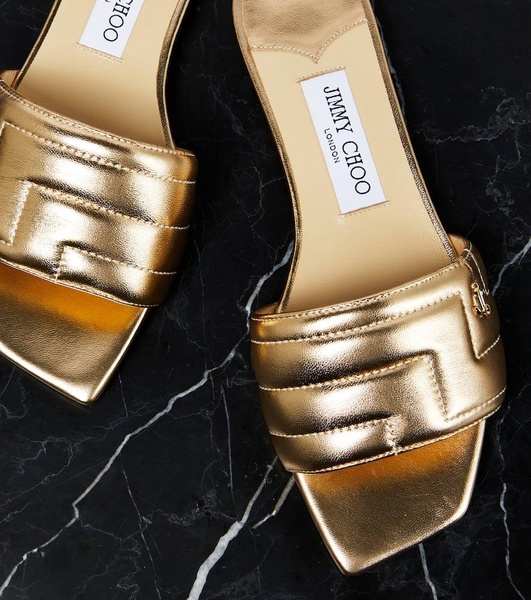 Themis metallic leather slides