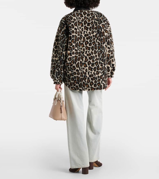 Leopard-print faux fur shirt