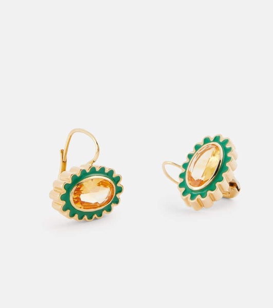 Margarita 18kt gold earrings with citrine and enamel