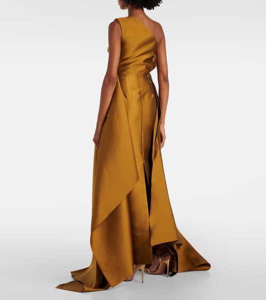 Charo one-shoulder twill gown