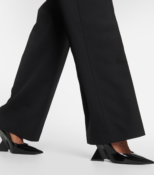 Cutout wool straight pants