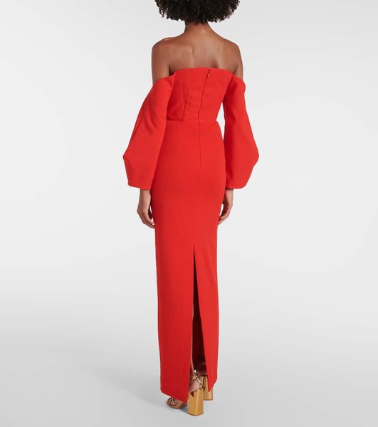 Lotta off-shoulder crêpe gown