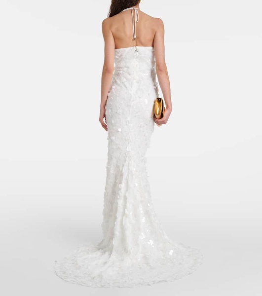 Bridal sequined halterneck tulle gown