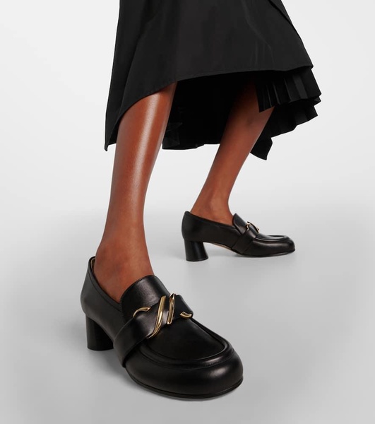 Monogram leather loafer pumps