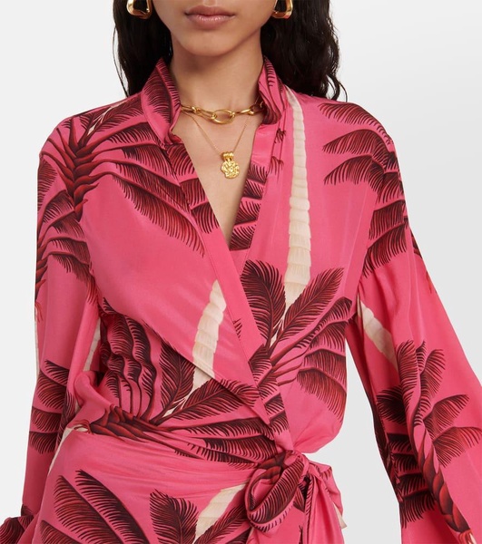 Printed silk crêpe de chine wrap dress