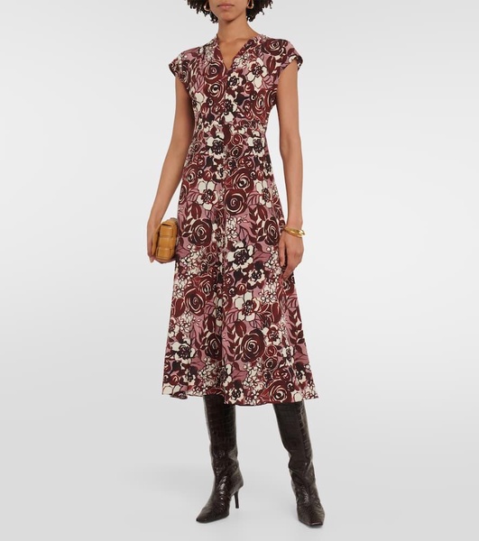 Affetto floral silk midi dress