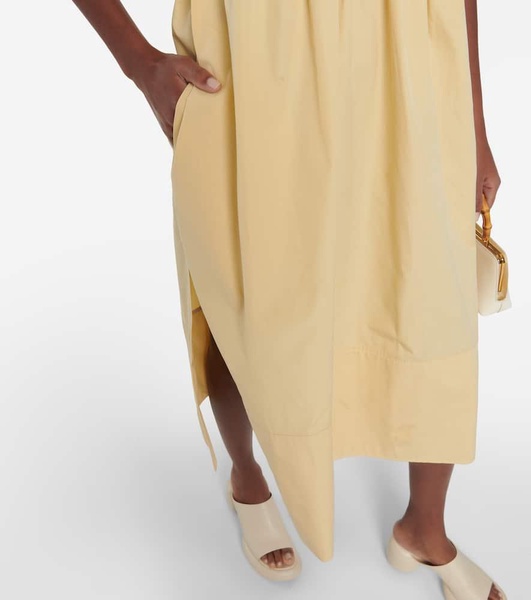 Gathered cotton midi dress