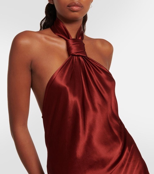 Halterneck satin gown 