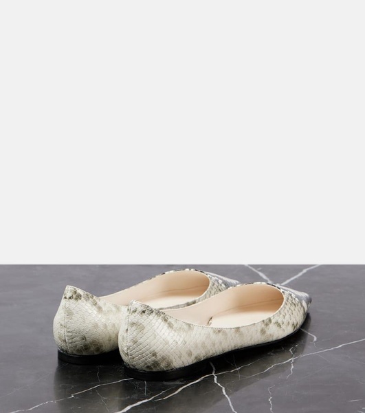 Love snake-effect leather ballet flats