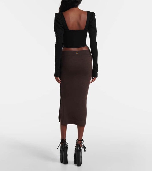 Pamela knitted wool midi skirt