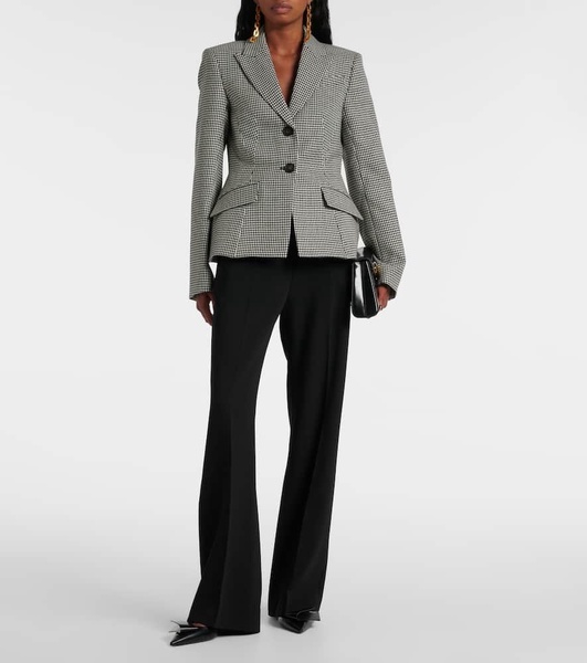 Tailored houndstooth wool blazer