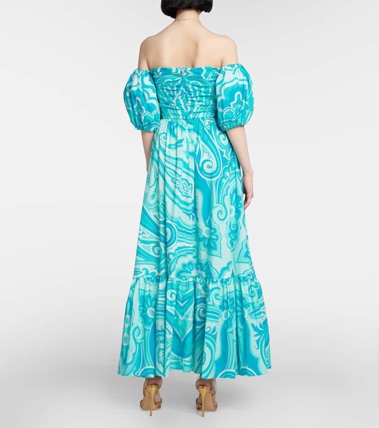 paisley-print off-shoulder maxi dress