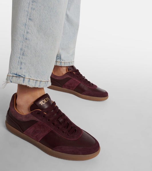 Tabs suede-trimmed leather sneakers