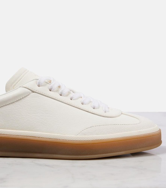 Tennis Walk suede-trimmed leather sneakers