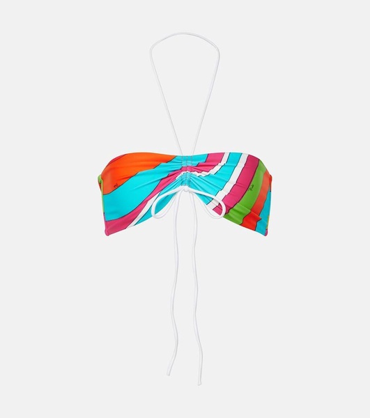 Iride printed bandeau bikini top