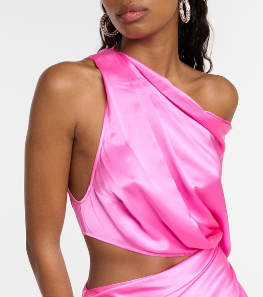 Draped cutout silk satin gown