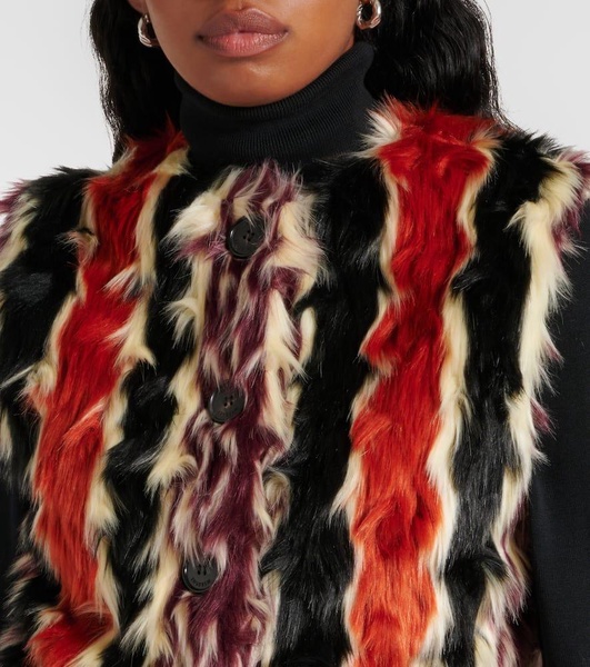 Striped faux fur vest